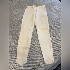 Joe's Jeans White/Cream Skinny Jeans with Frayed Hem Detail